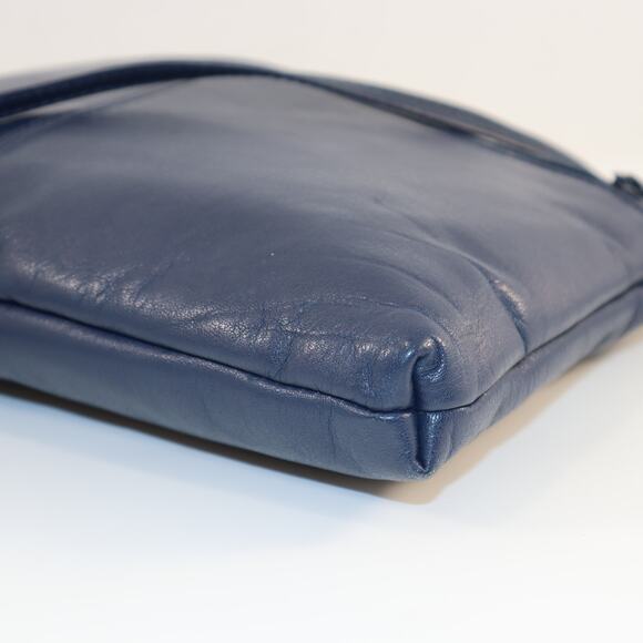 Vintage Cabin Creek Navy Genuine Leather Shoulder Bag with Gold Hardware - Picture 3 of 7